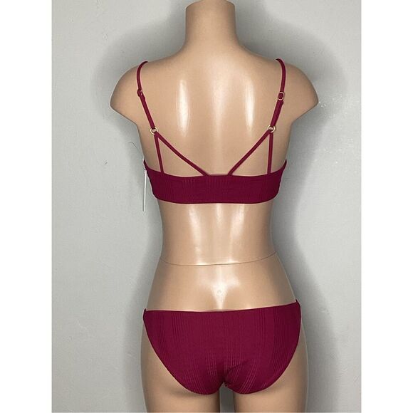 New. L*SPACE plum ribbed bikini set. Small. Retails $193 - Picture 3 of 9